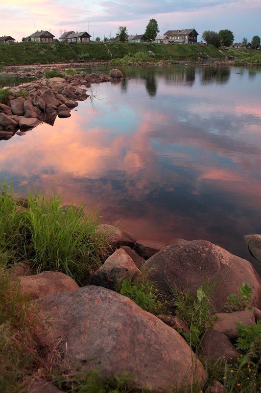 карелия, шуерецкое, река, валуны, белая ночь, облака Белые ночи?? фото превью