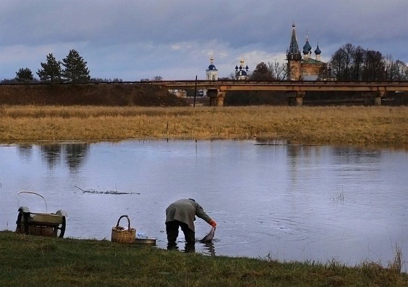 село, река, стирка Река ТЕЗА, село Дунилово. фото превью