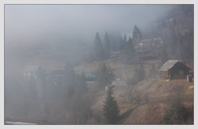 карпаты, славское, туман Туманное утро в Карпатах фото превью