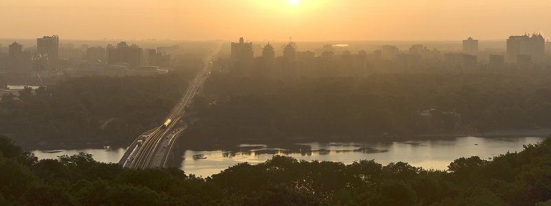 днепр, рассвет, утро, панорама Рассвет на Днепре фото превью