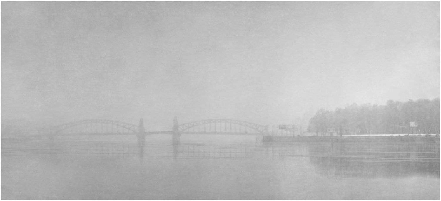 город, петербург, нева, мост, смольный, туман, снегопад, снег, зима, ADivanov