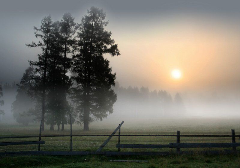 деревня, тюлюк, (гора, еремель) Утро на  праздник Преображения Господня фото превью
