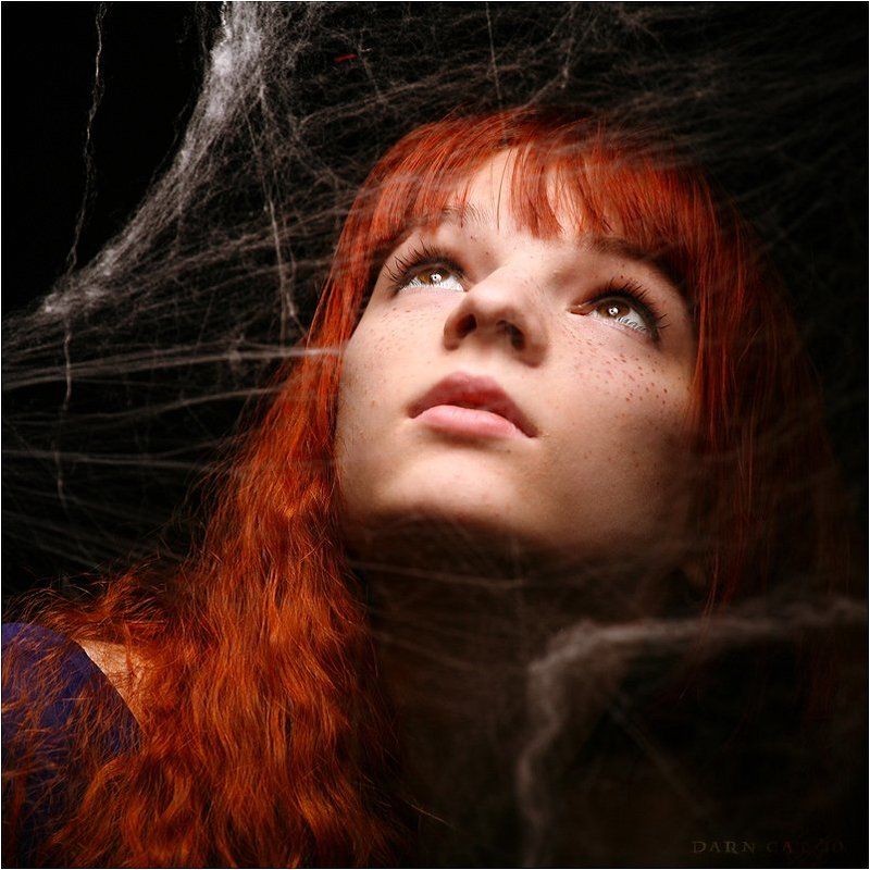 девушка, рыжая, пленница, паутина Пленница фото превью