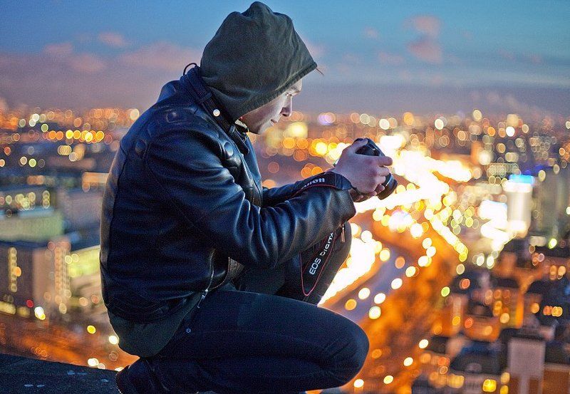 крыша, крыши, город, москва, вечер, огни, фотограф Просмотр фото превью