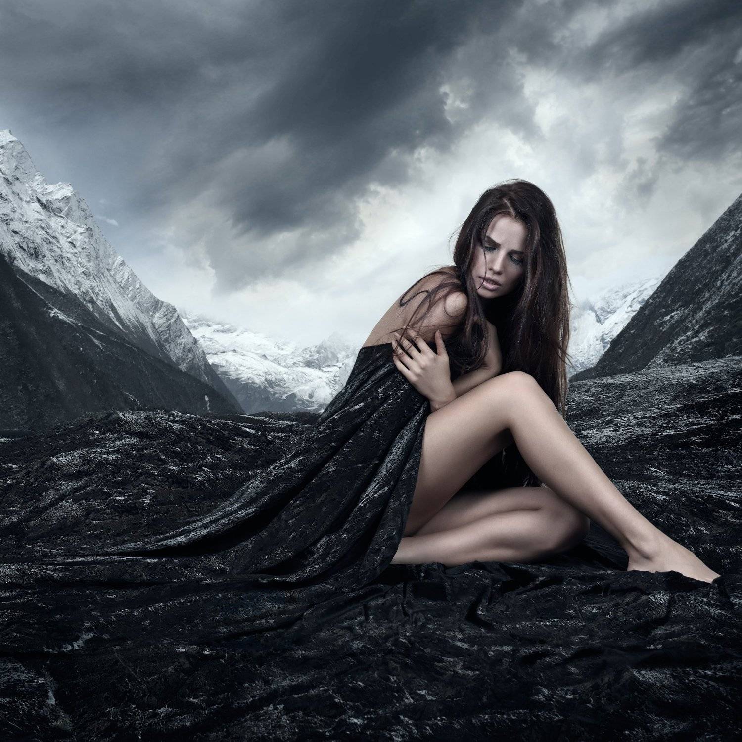 девушка горы холод безмолвие атмосфера коллаж переход Сергей Парышков , Парышков Сергей