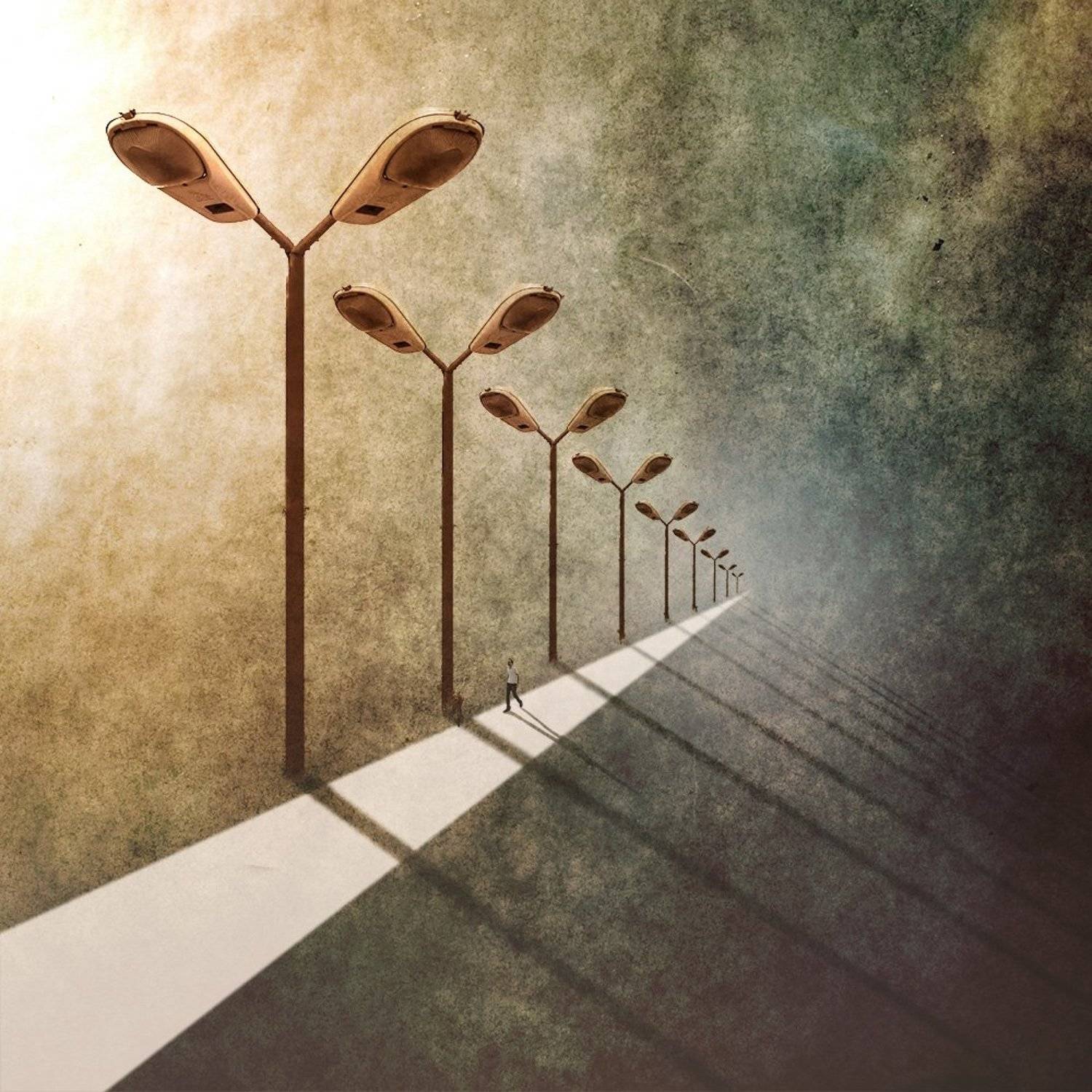 fineart, creative, conceptual, montage, photomanipulation, road, sun, texture, human, shadow,, Milad Safabakhsh