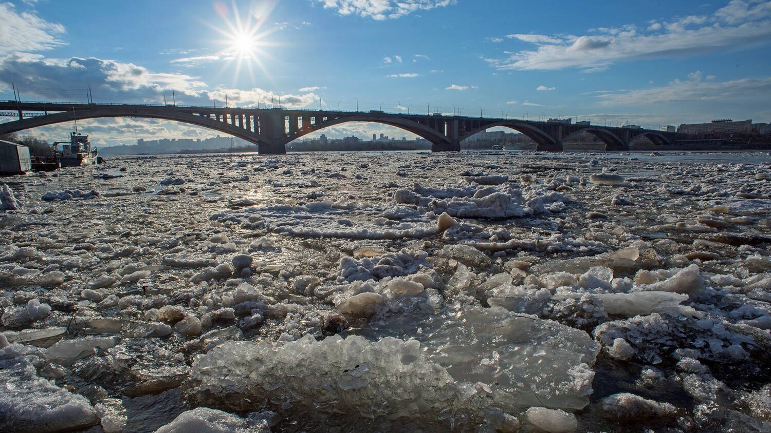 ледоход, енисей, мост, коммунальный, Мальцев Юрий
