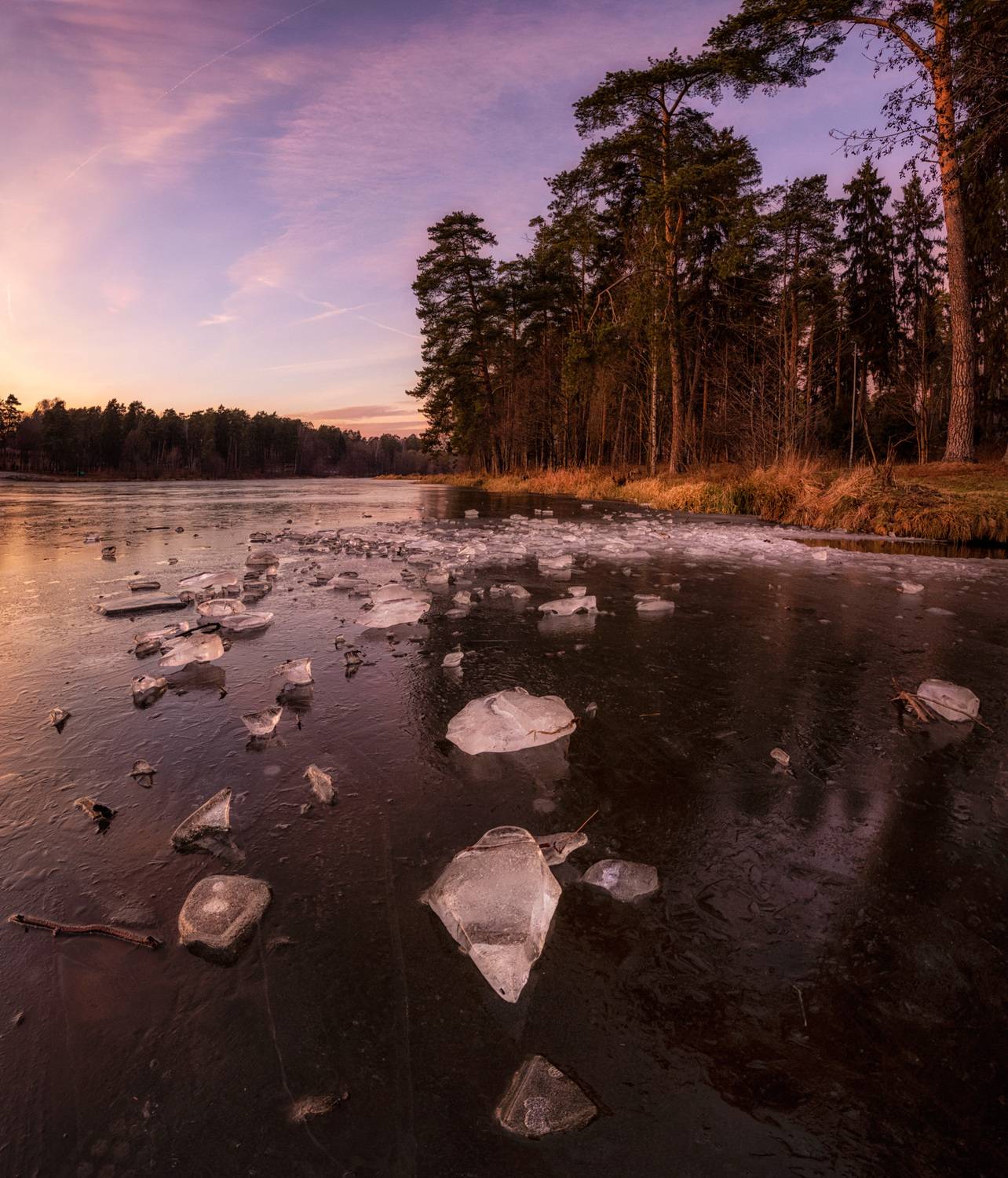 зима, лед, льдины, озеро, Сергей Студнев