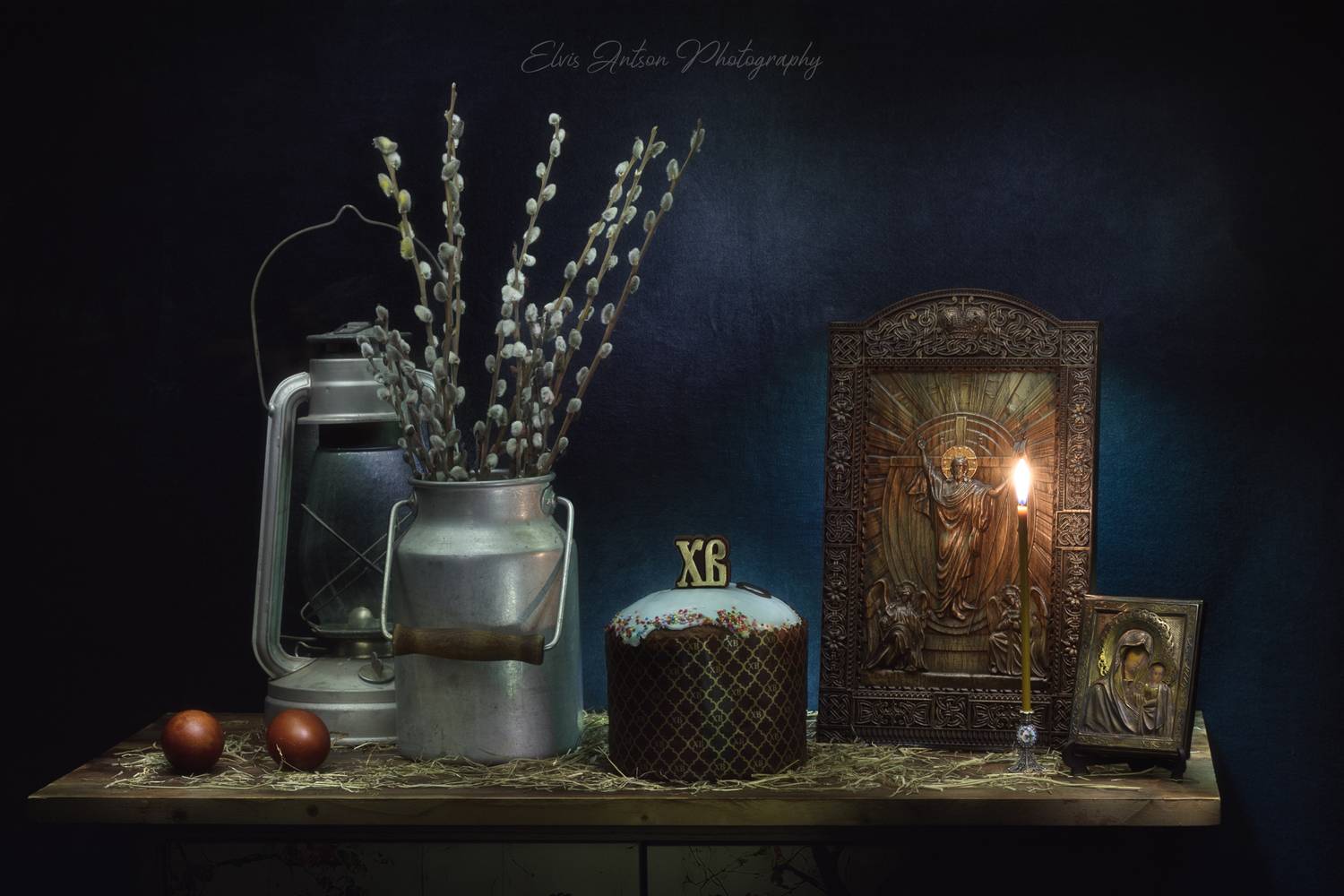 натюрморт, still life, пасха, православие, пасхальный натюрморт, верба, икона, воскресение христово, elvis antson, Antson Elvis