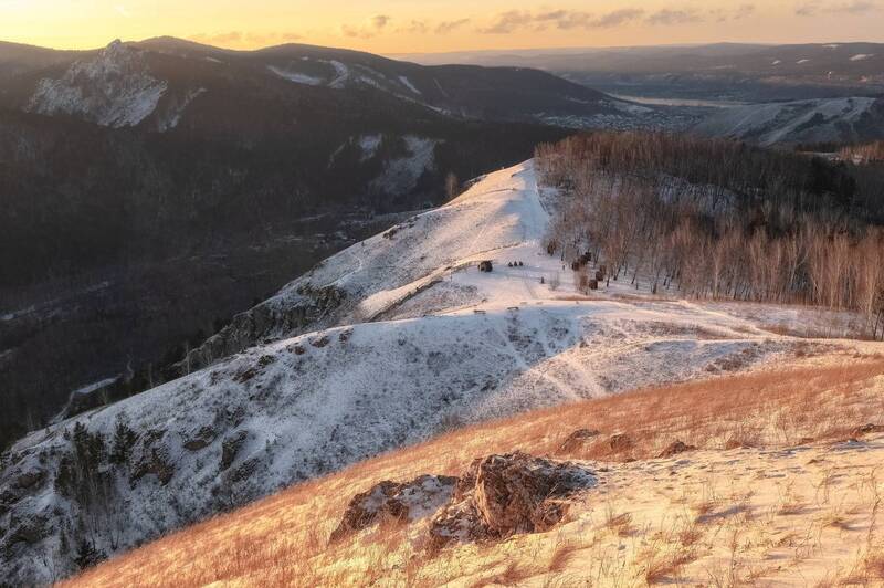 красноярск, закат, торгашинский хребет Карамельный закат фото превью