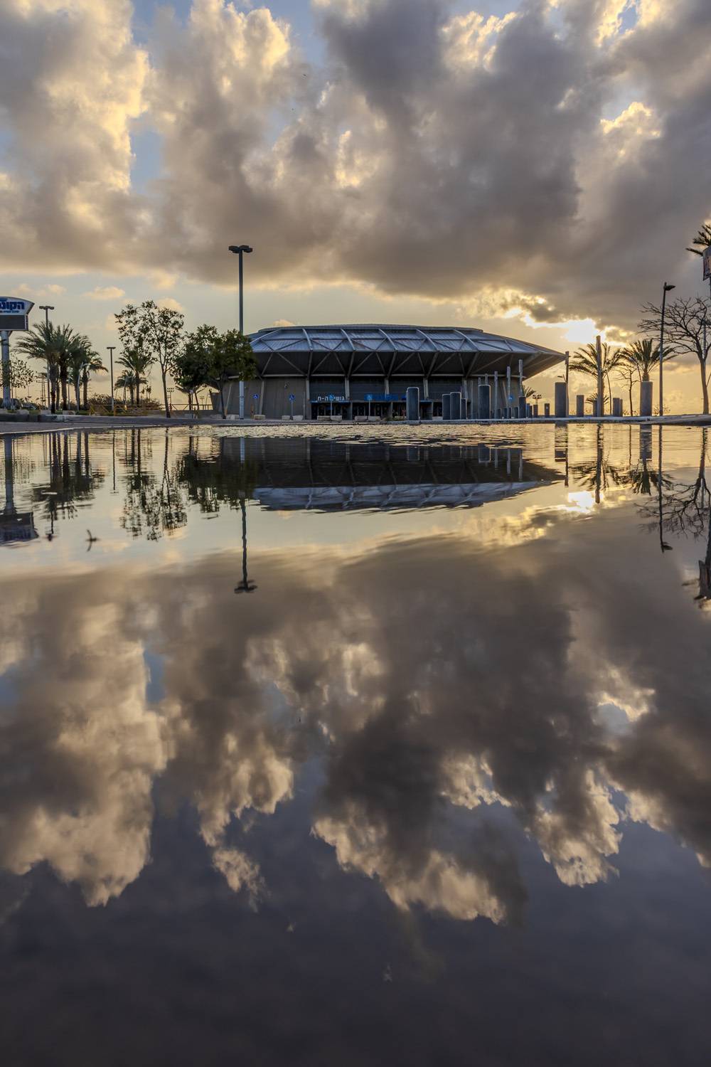 reflection, puddle, water, clouds, architecture, Nikolay Tatarchuk