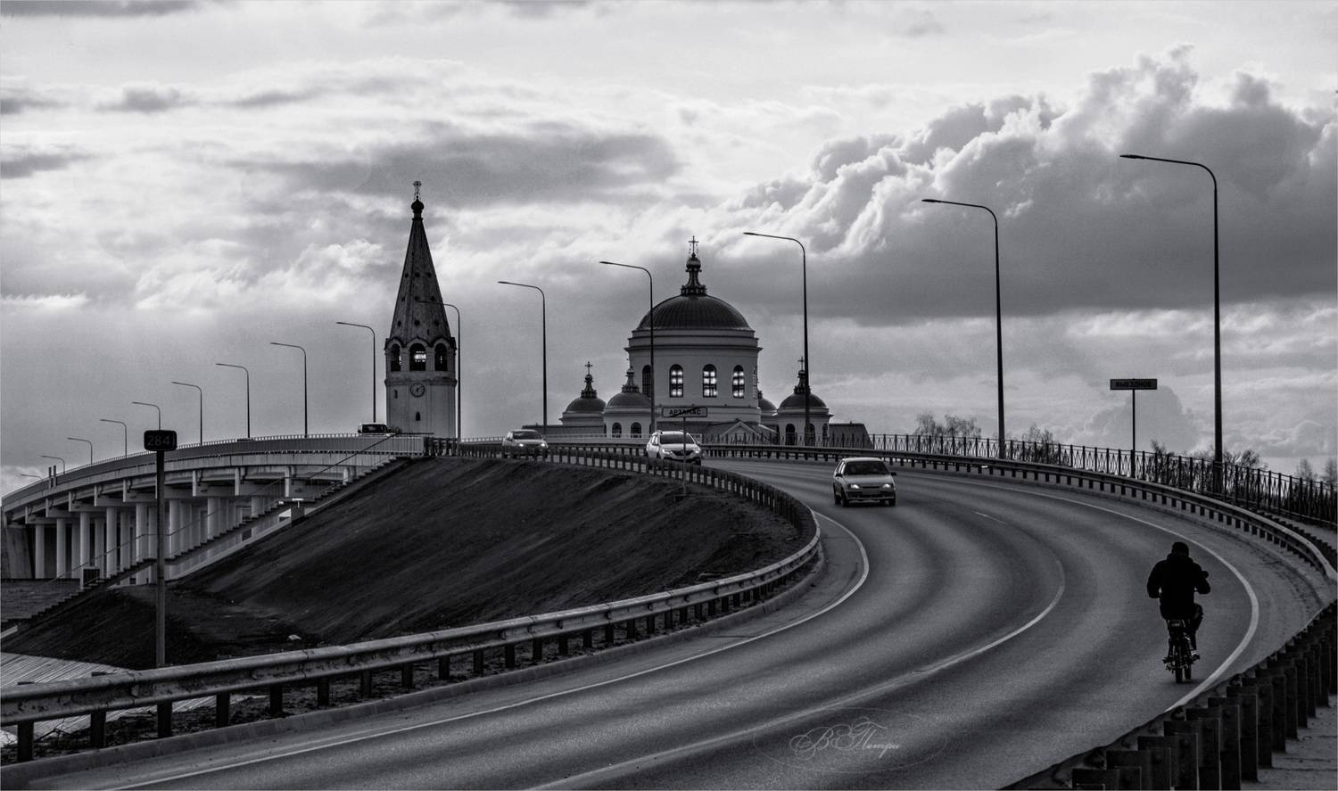 дорога, церковь, мост, Вера Петри