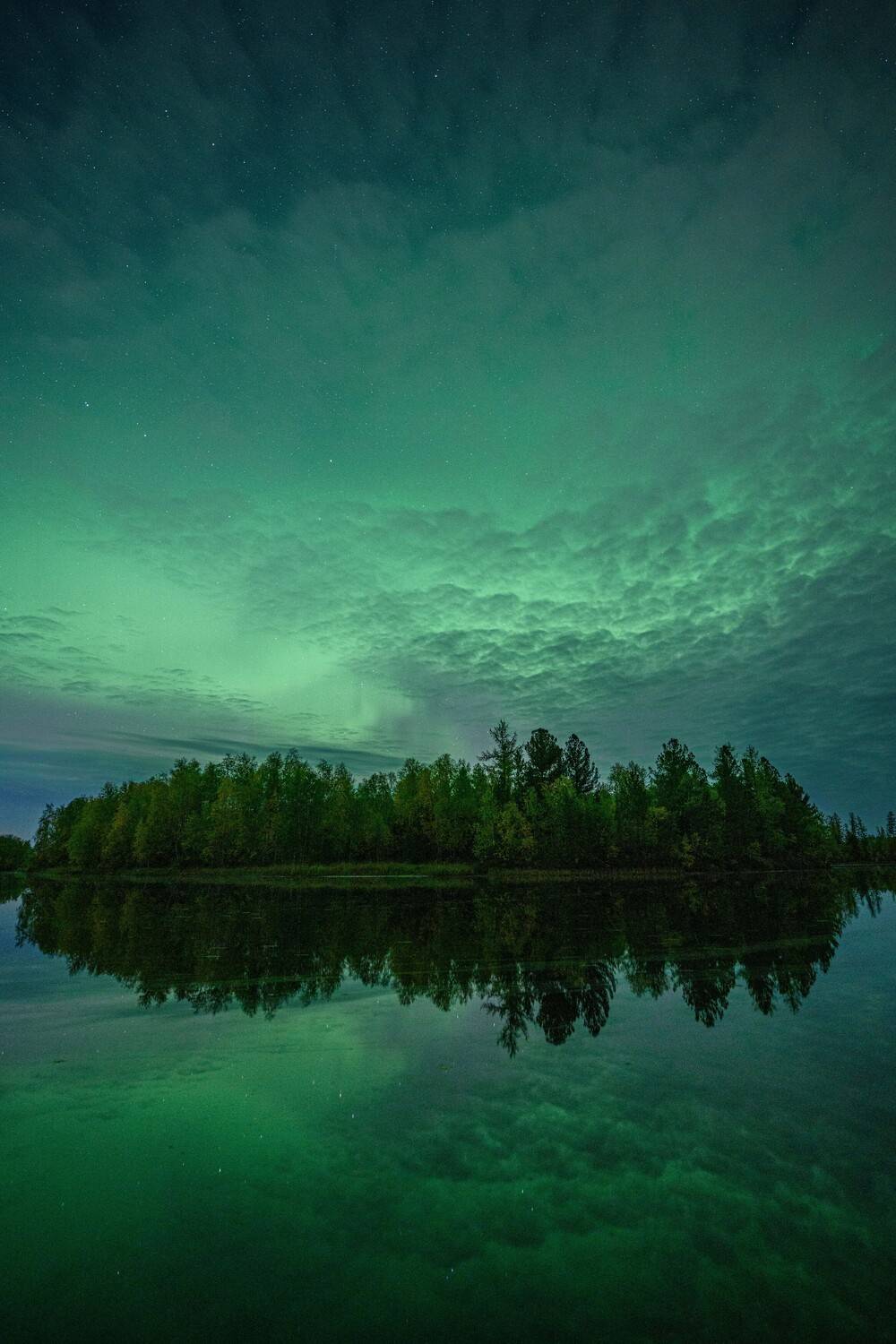 северное сияние, аврора, живем на севере, небо, облака, озеро, отражение, ямал, янао, надым, Сторожев Олег