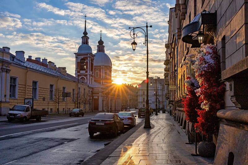санкт петербург, город на неве, солнце, ул.пестеля, церковь святого великомученика и целител Доброе утро, Санкт Петербург фото превью