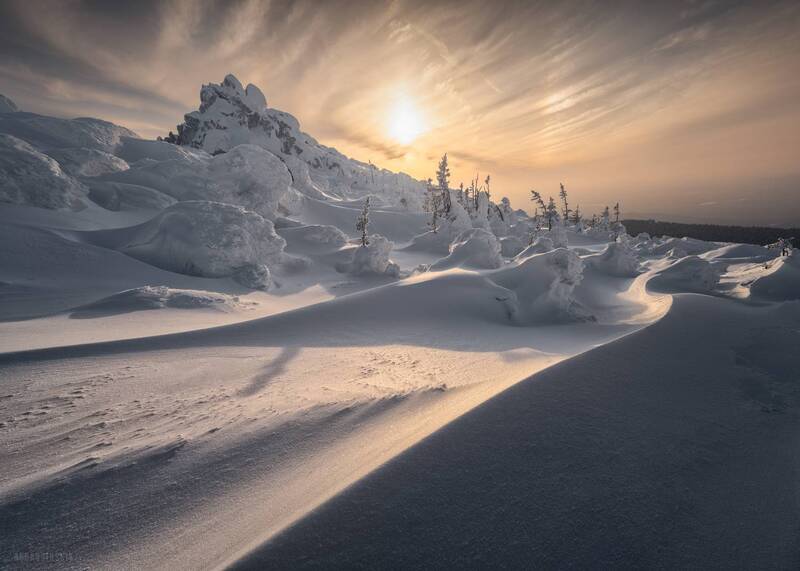 таганай, закат, южный урал, урал, зима, мороз, снег Линии фото превью