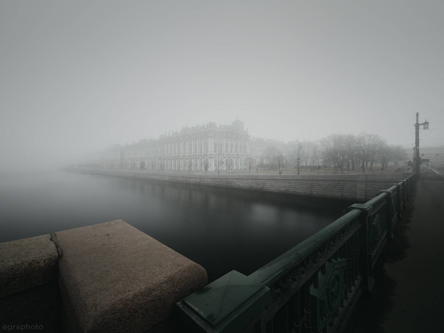 санкт-петербург, спб, дворцовый мост, эрмитаж, зимний дворец, оека нева, туман, Рябенький Александр
