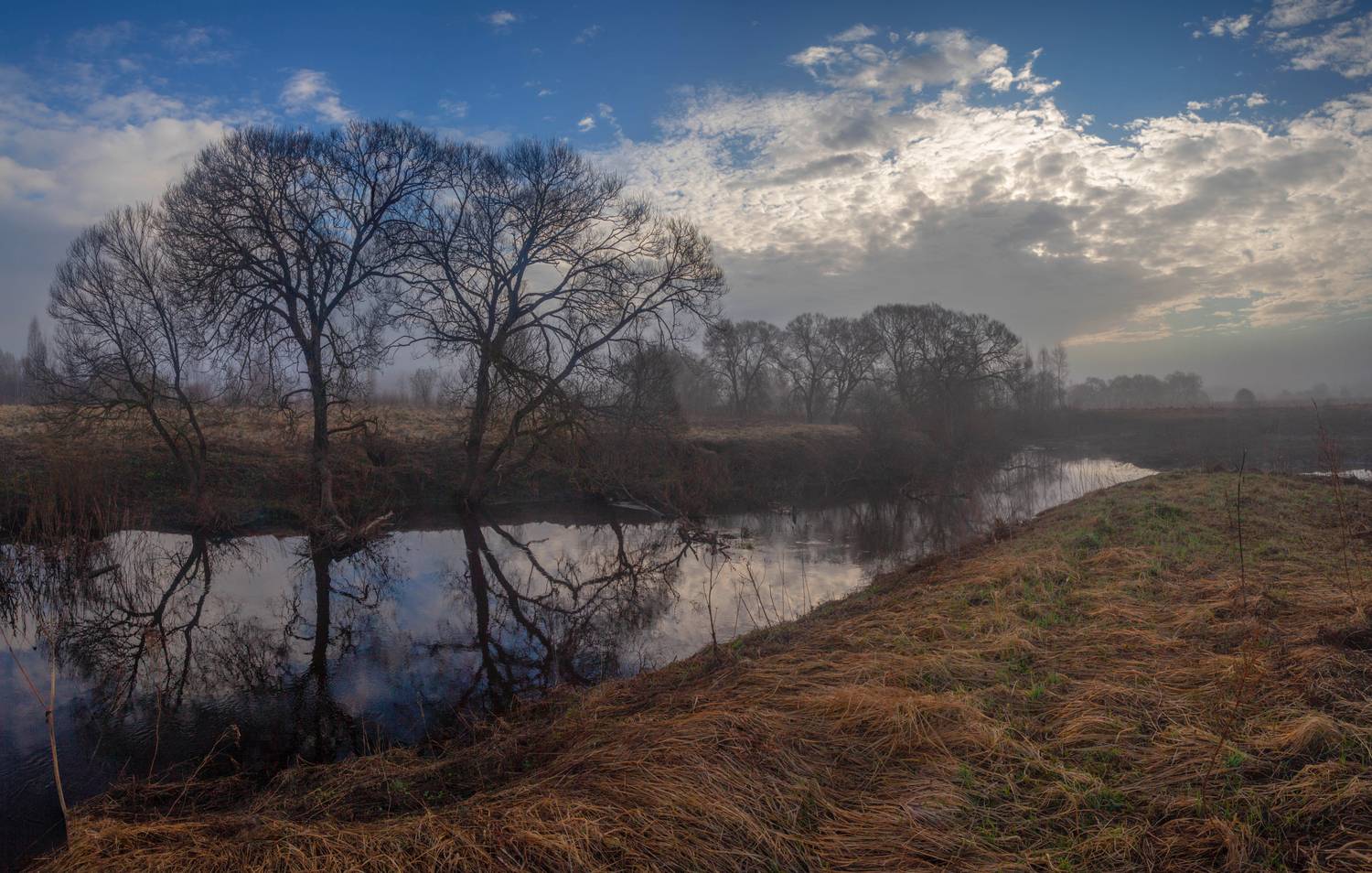 река, весна, рассвет, облака, Свистков Александр