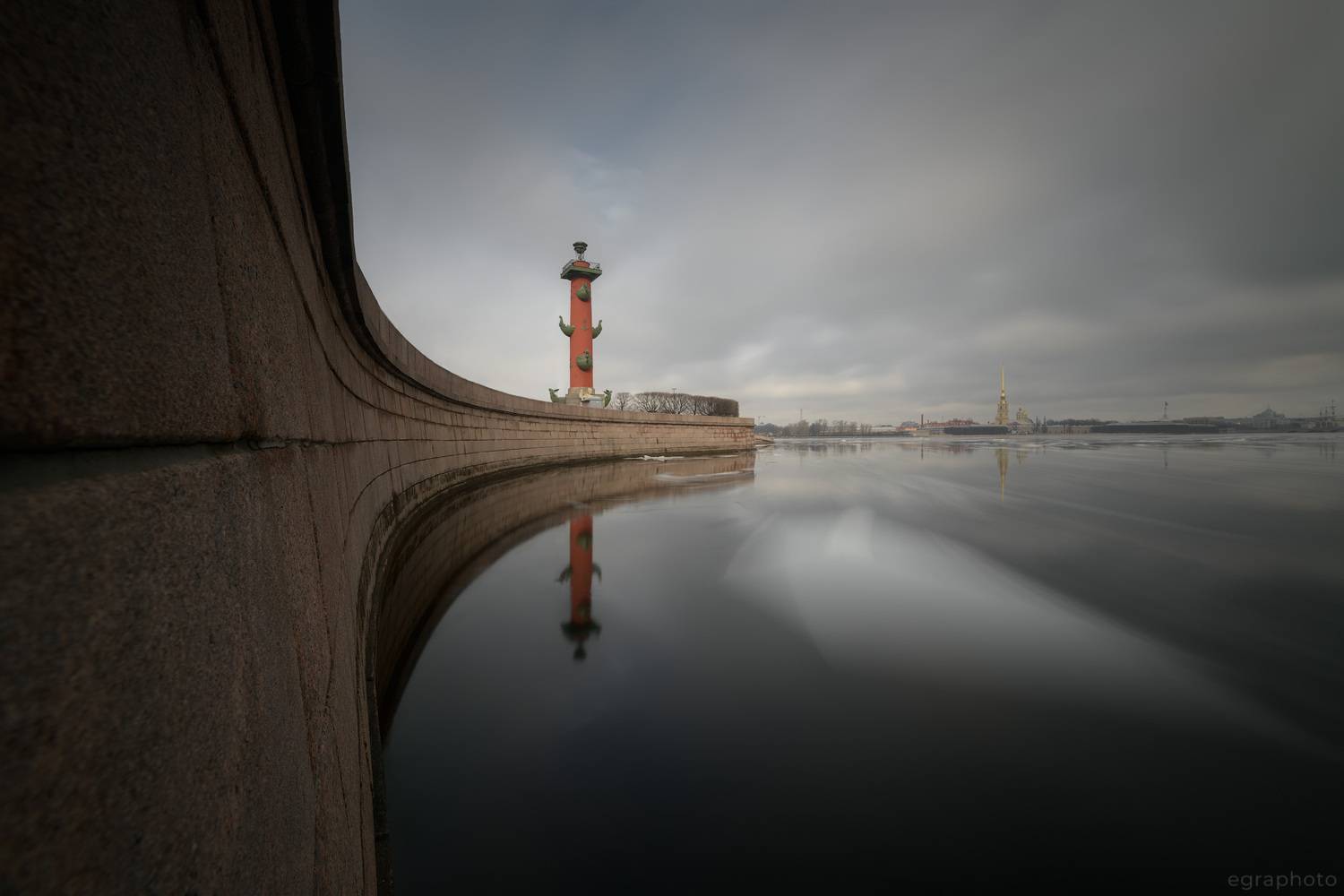 ростральная колонна, санкт-петербург, спб, река нева, ледоход, стрелка васильевского острова, Рябенький Александр