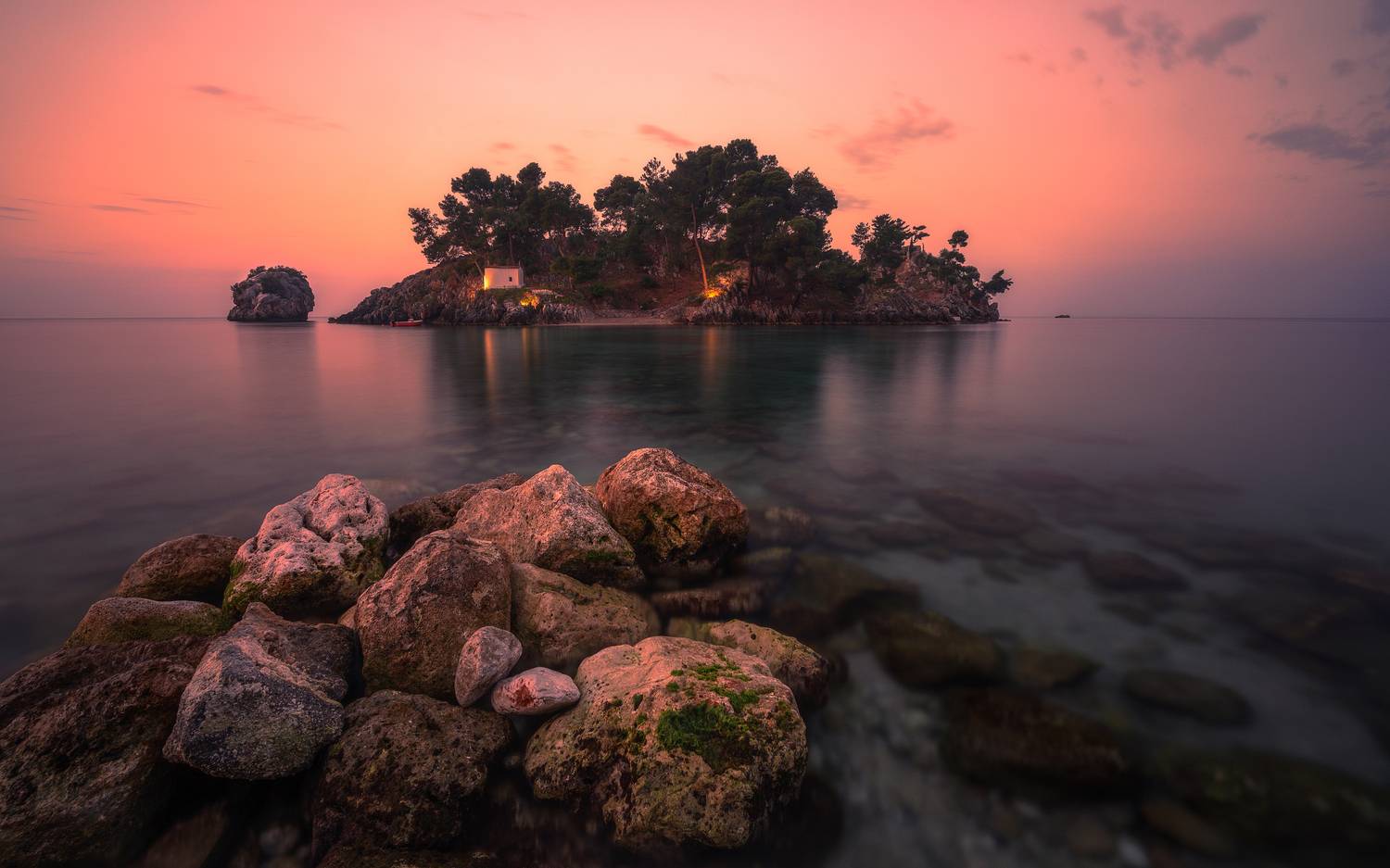 landscape, nature, sunrise, sunset, water, rocks, island, sky, Anastasios Gialopoulos
