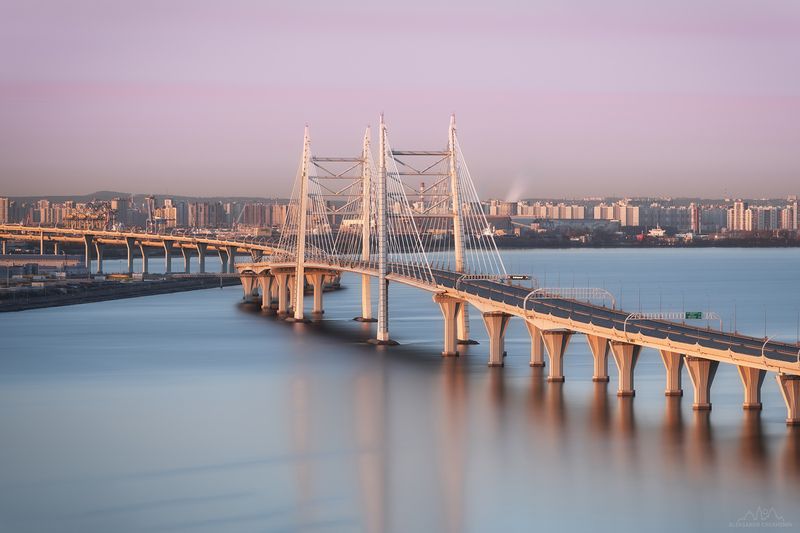 санкт-петербург, нева, мост, зсд Мост через Корабельный фарватер фото превью