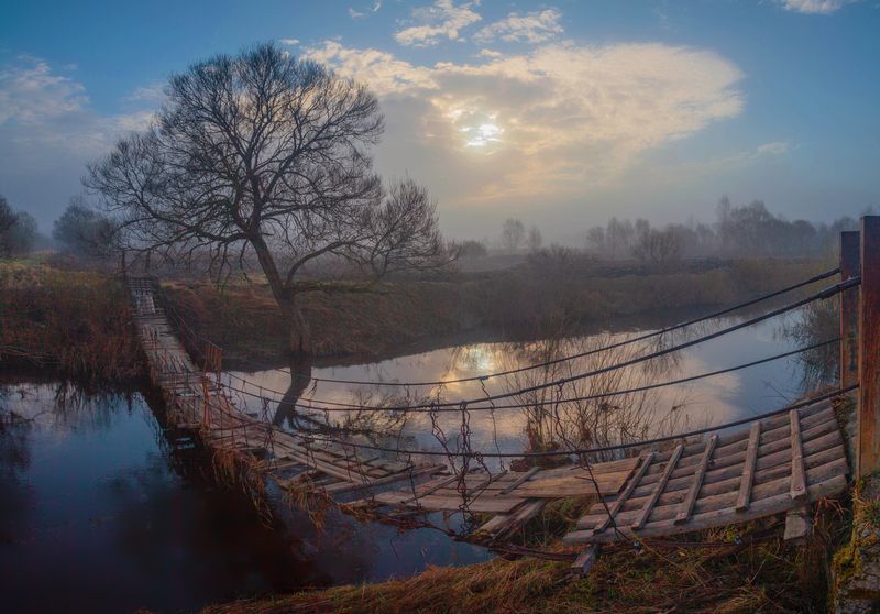 река, весна, рассвет  фото превью