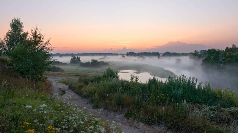 утро, рассвет, река, туман, небо, облака раннее утро фото превью