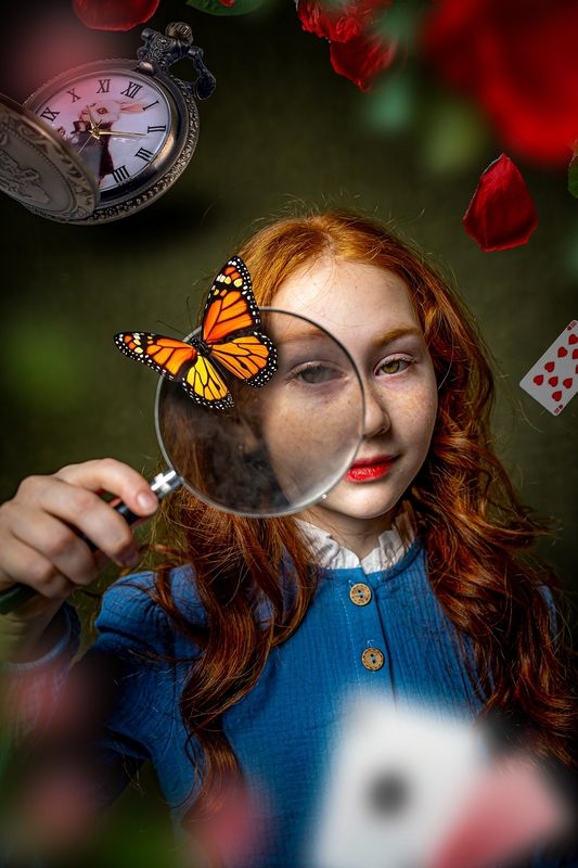 страна, стекло, сказка, страначудес, ярко, дети, алиса, бабочка, коллаж, чудеса В стране чудес фото превью