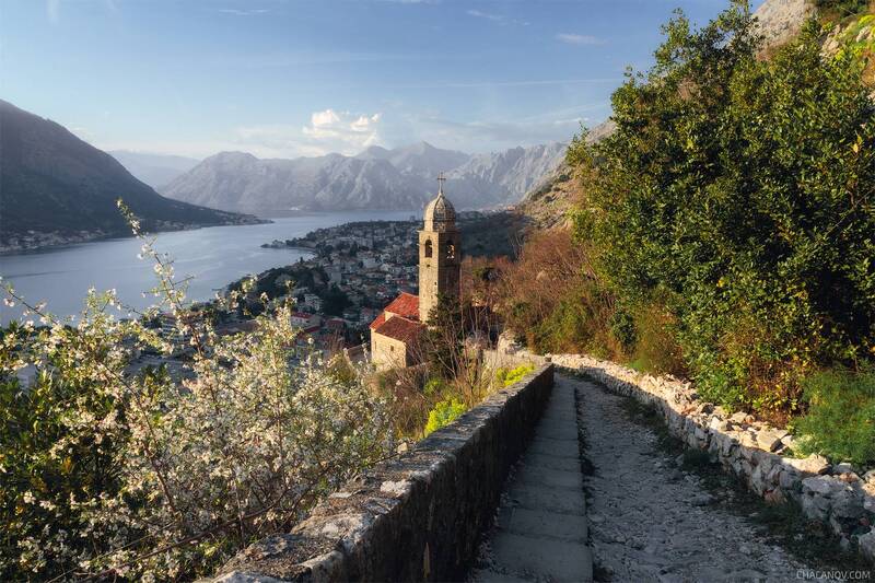 черногория, котор, архитектура, закат, церковь Вечер в Которе фото превью