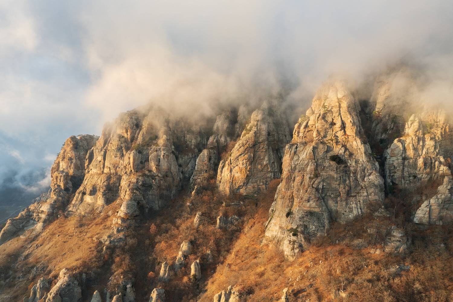 демерджи, туман, осень, крым, аэрофотосъемка, пейзаж, закат, Олеся Боева