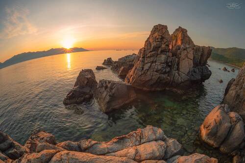 Sunrise of Sea and Rocks