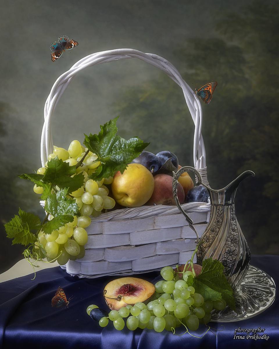 натюрморт, винтаж, фрукты, бабочки, Приходько Ирина