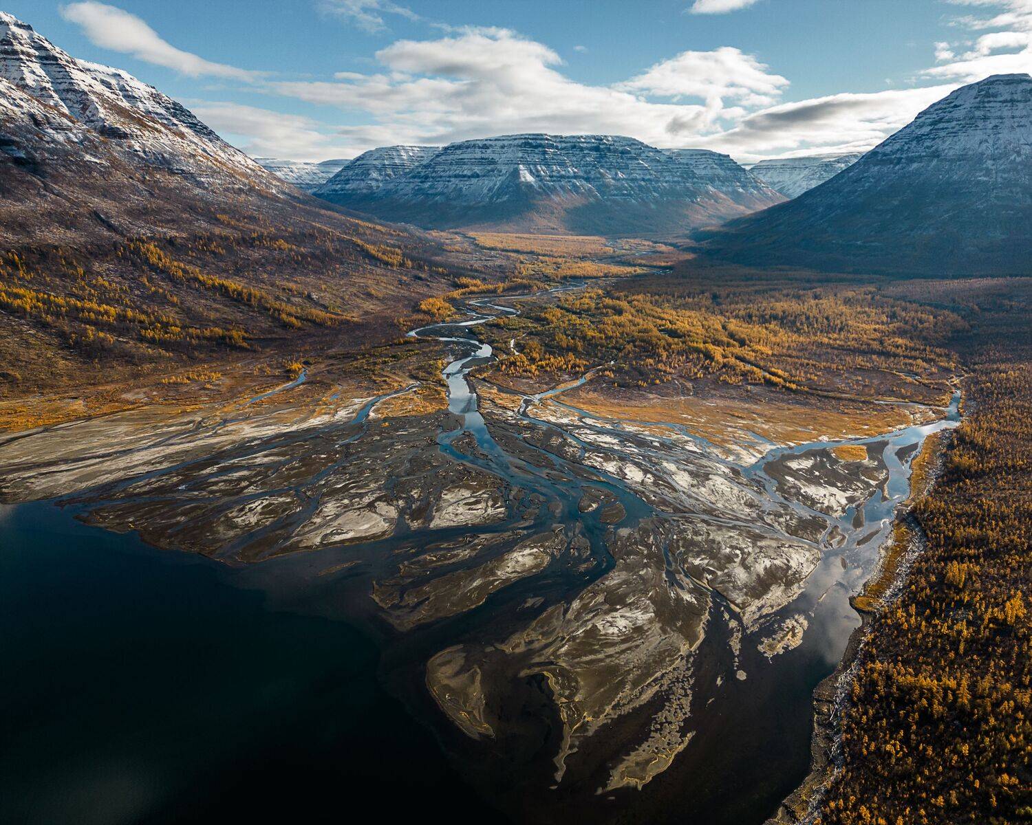 плато путорана, горы, озеро, река, осень, снег, Баландин Дмитрий
