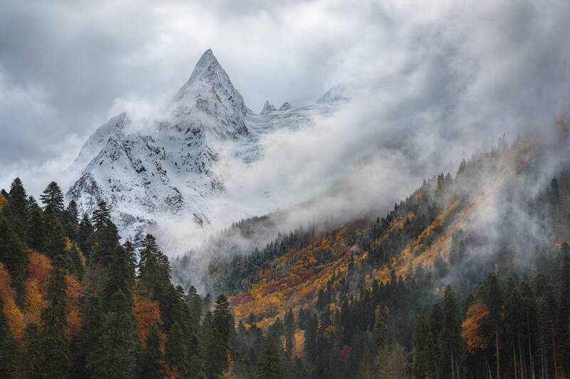 горы, облака, осень, кавказ Игла фото превью