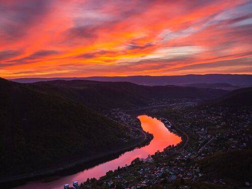 Elbe river in sunset