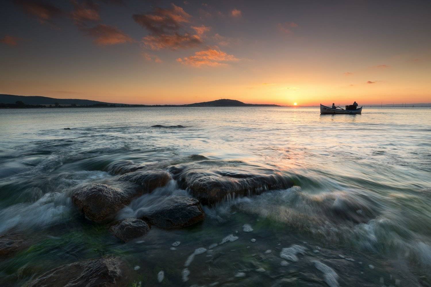 black sea, blue, blue hour, boat, clouds, fineart, fisherman, golden hour, landscape, nature, orange, red, reflection, relax, sea, seascape, sky, summer, sun, sunlight, water, yellow, Иван Димов
