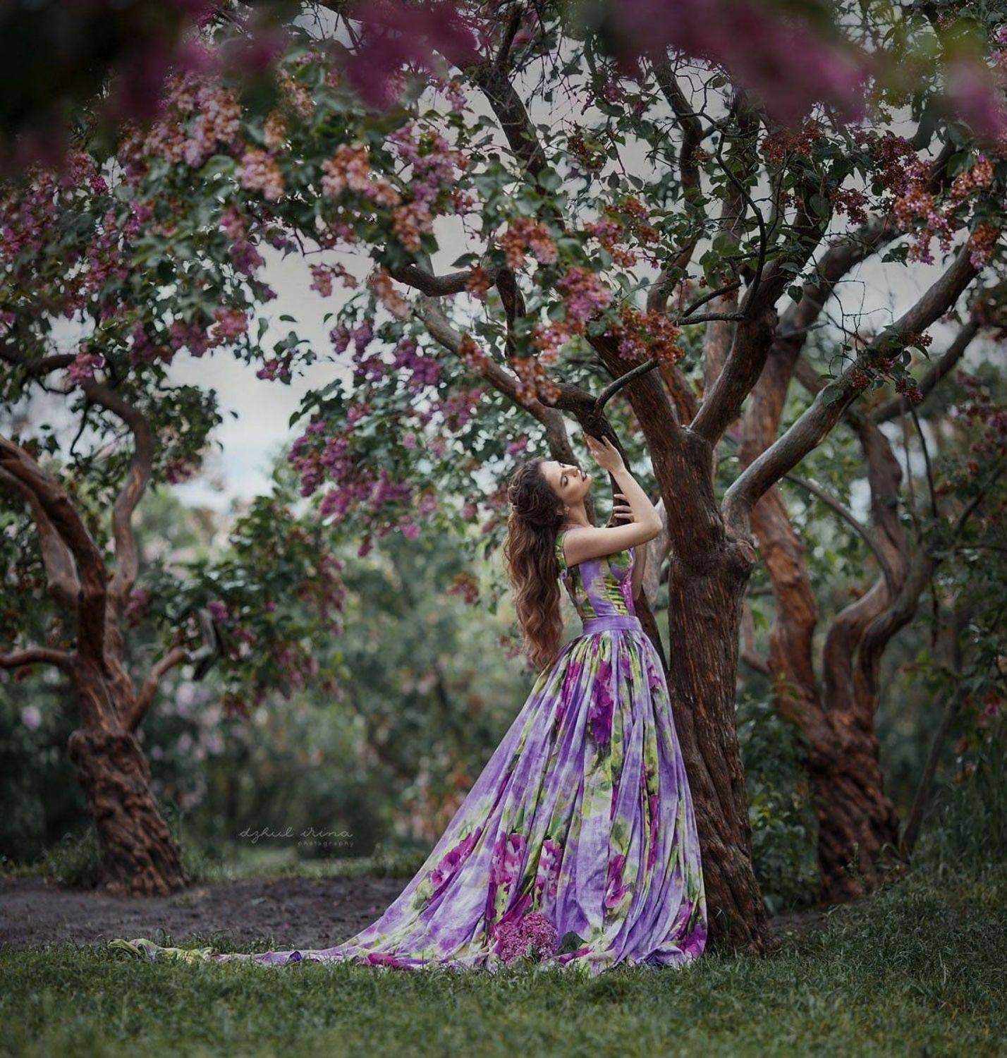 Dress, Dzhul irina, Flowers, Girl, Irinadzhul, Lilac, People, Portrait, Trees, Ирина Джуль