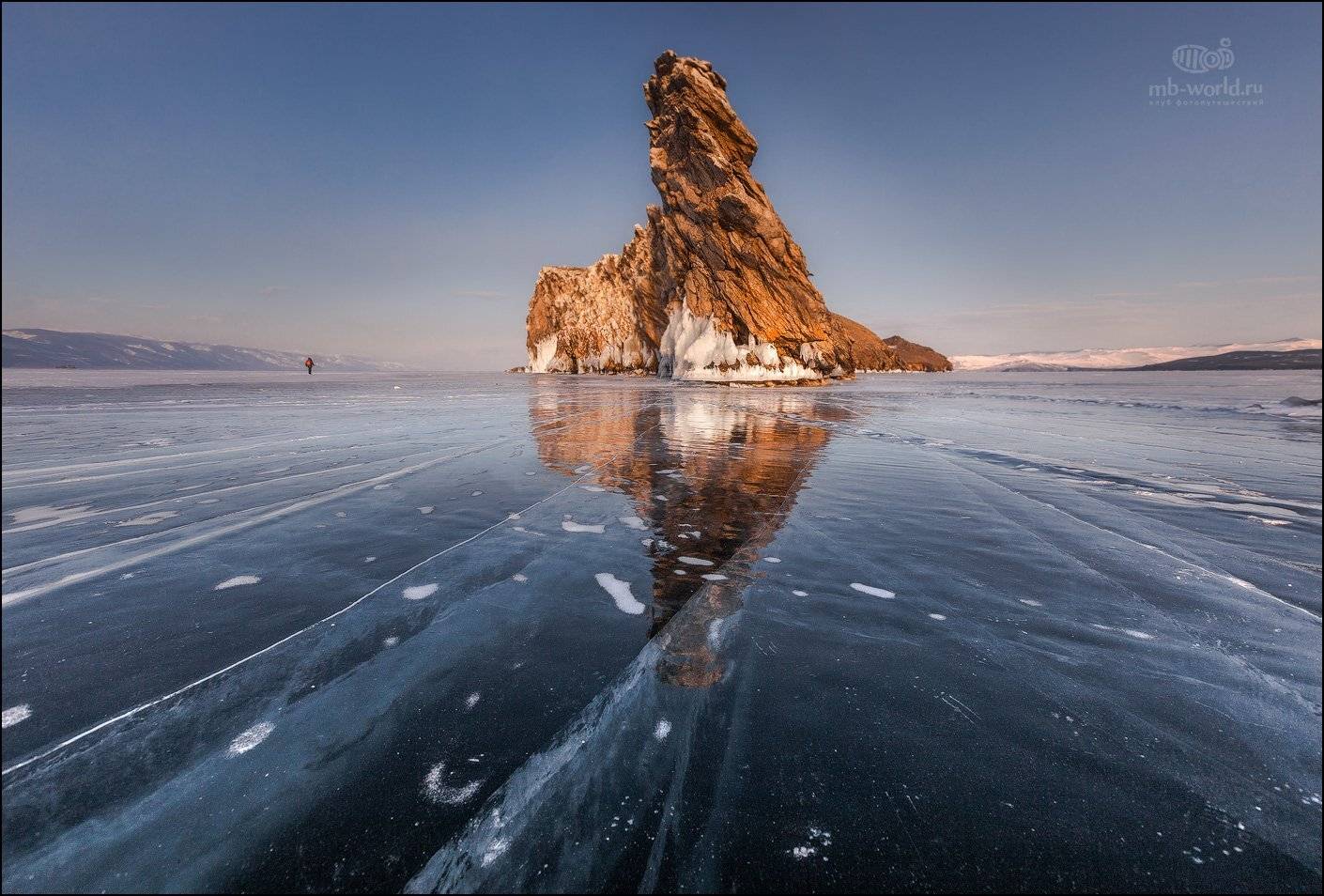 Россия, Байкал, зима, лёд, закат, Михаил Воробььев