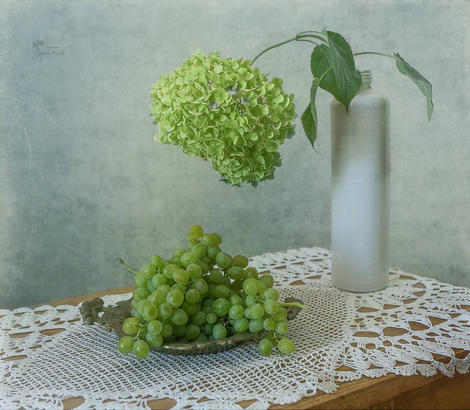 Виноград, Гортензия, Поднос, Цветок, Инна Сухова