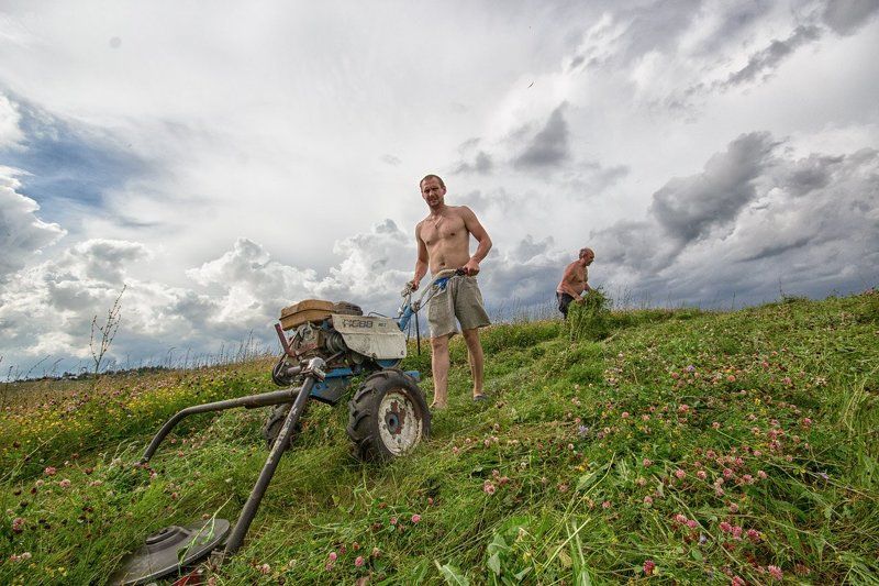 лето, сено, люди, небо, трава, поле Моя земля фото превью