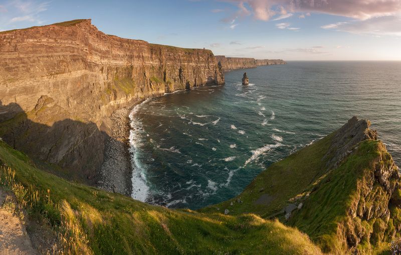 фототур, ирландия, закат, скалы, панорама Закат на скалах Мохер фото превью