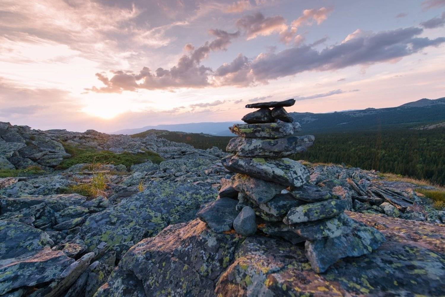 Горы, Закат, Иремель, Камни, Облака, Солнце, Алексей Верзун