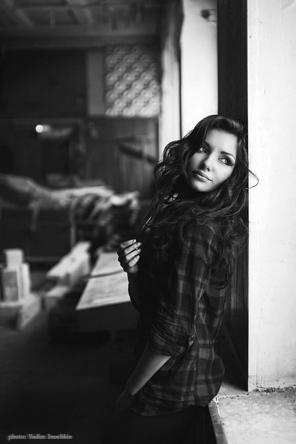 Мягкий свет, Портрет девушки, Постоянный свет, Ч/б, vadim