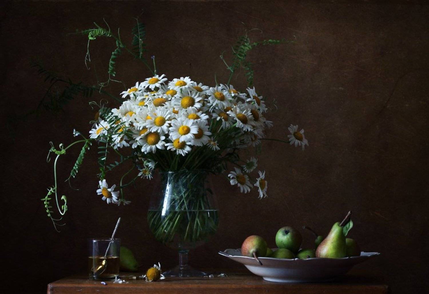 Груши, Натюрморт, Ромашки, Цветы, Курочкина Диана