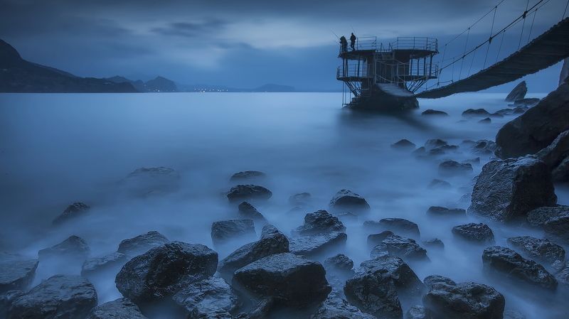 Пасмурное утро Новый свет Домик рыбака рыбалка море шторм Рыбалка. фото превью