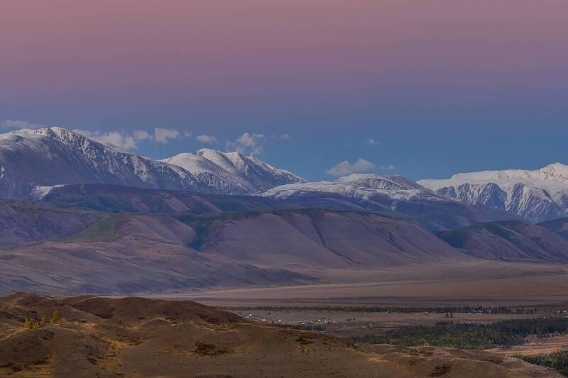 алтай, горный алтай, курайский хребет Сумерки над горами фото превью