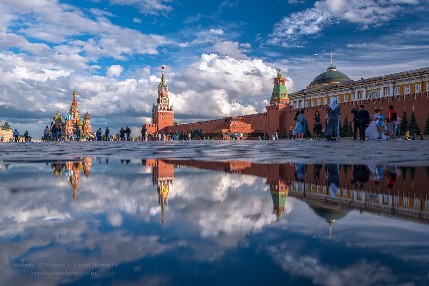Москва, Красная, площадь, Кремль, Покровский, собор, Василия, Блаженного, отражение, вода, небо, столица, Moscow, Red, Square, Kremlin, reflection, clouds, sky, Юрий Дегтярев