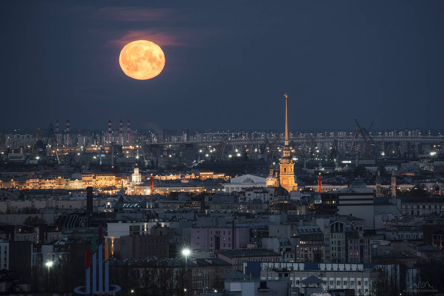 Санкт-Петербург, Полнолуние, Петропавловская крепость, Белые ночи, Чехонин Александр