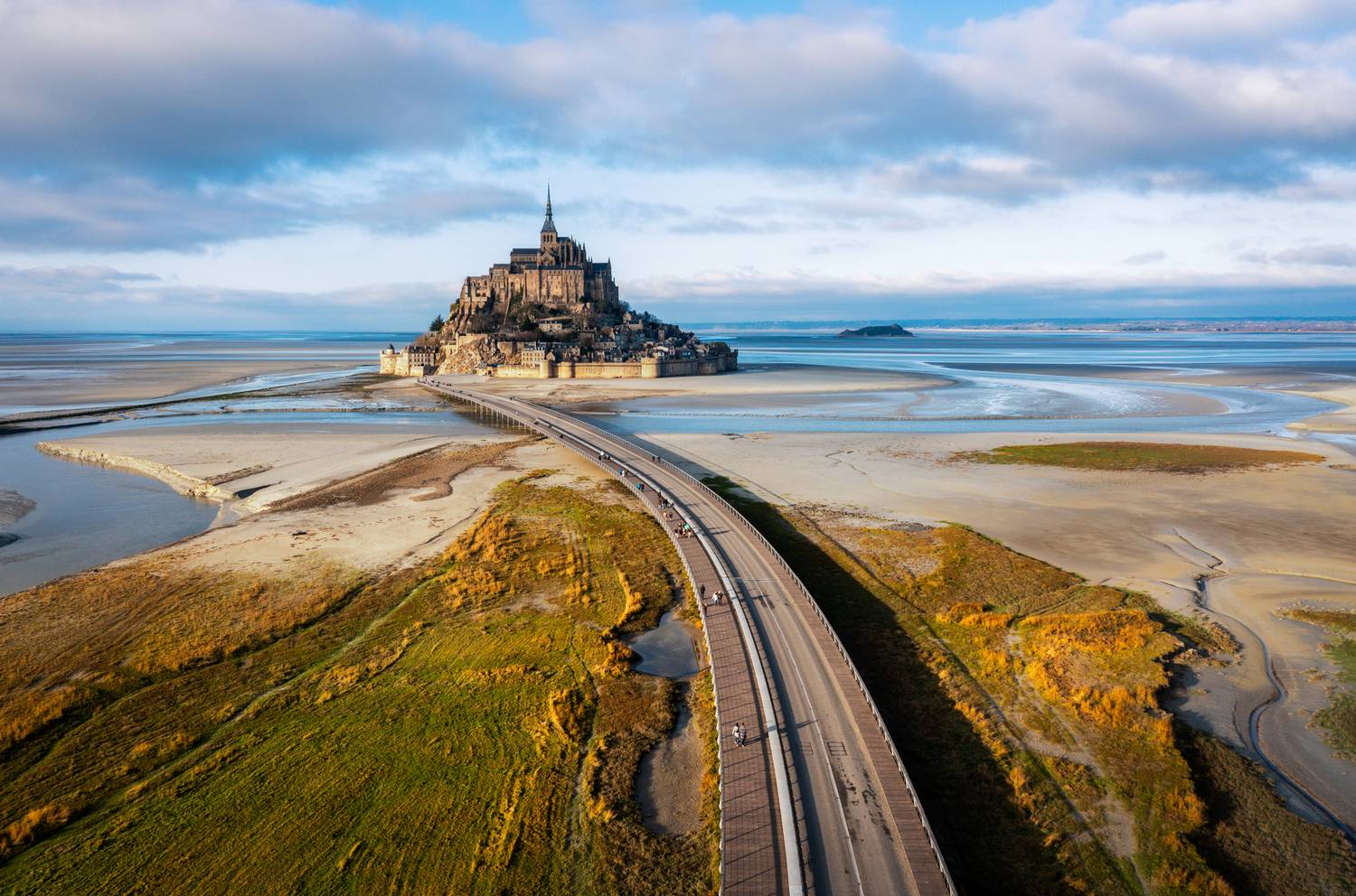 landscape, drone, france, bridge, clouds, island, ocean, sand, landscapes, europe, cloud, cloudy, sky, Jubic Srecko