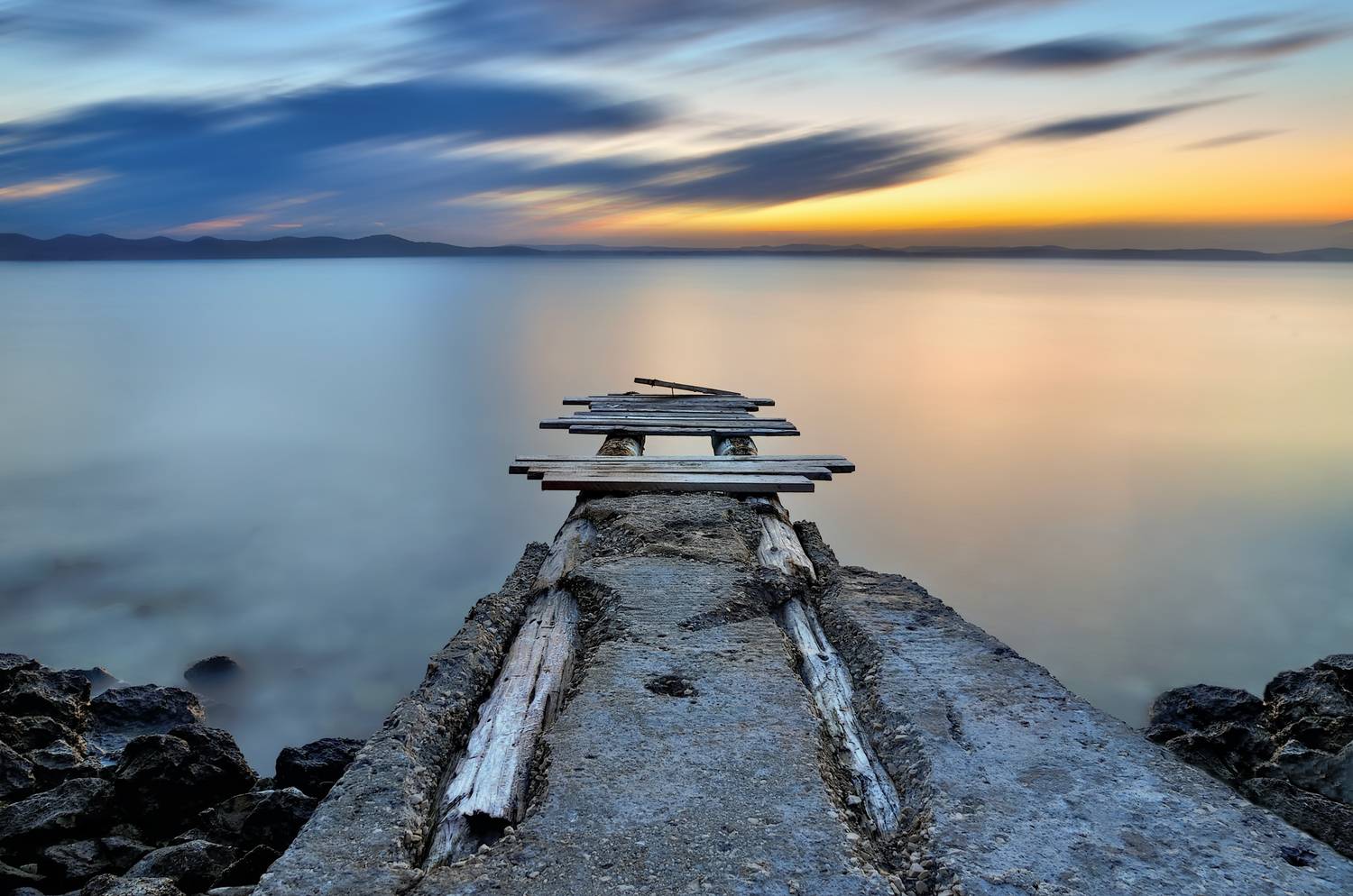 landscape, longexposure, clouds, pier, seascape, sea, croatia, blue, rocks, nikon, sunset, zadar, Jubic Srecko