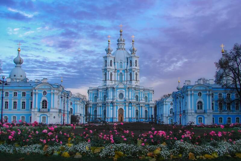 санкт-петербург, питер, храм, смольный, смольный собор, закат в городе Вечер у Смольного фото превью